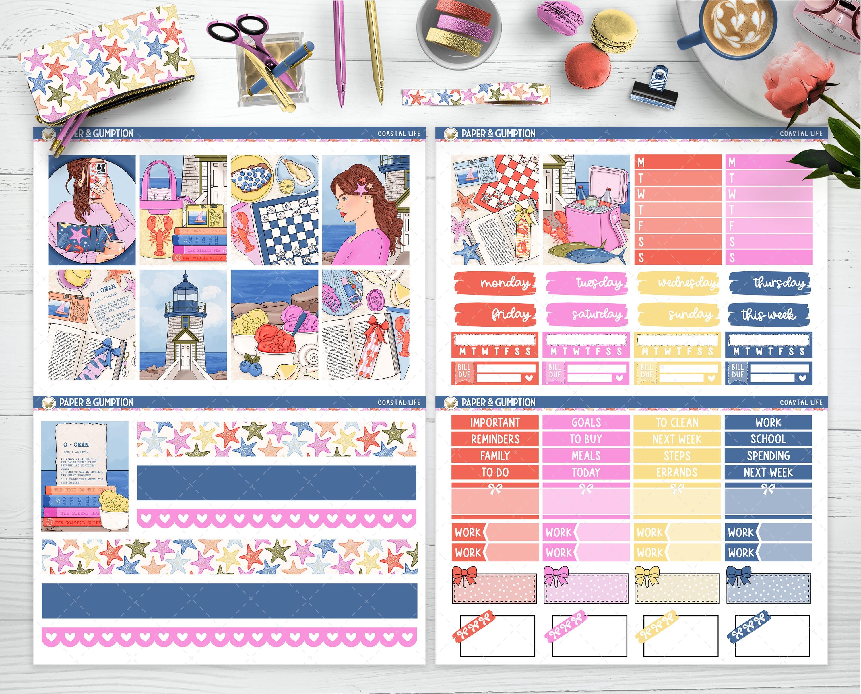 Printable Planner Stickers Coastal Life Weekly Sticker Kit Erin Condren ...
