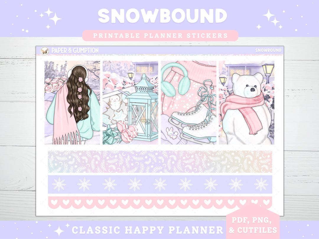 Winter Printable Planner Stickers, Snowbound, Weekly Kit for Classic ...