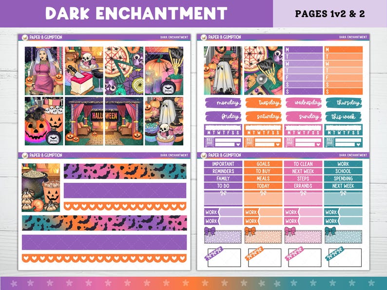 Printable Planner Stickers Dark Enchantment Weekly Sticker Kit Erin ...