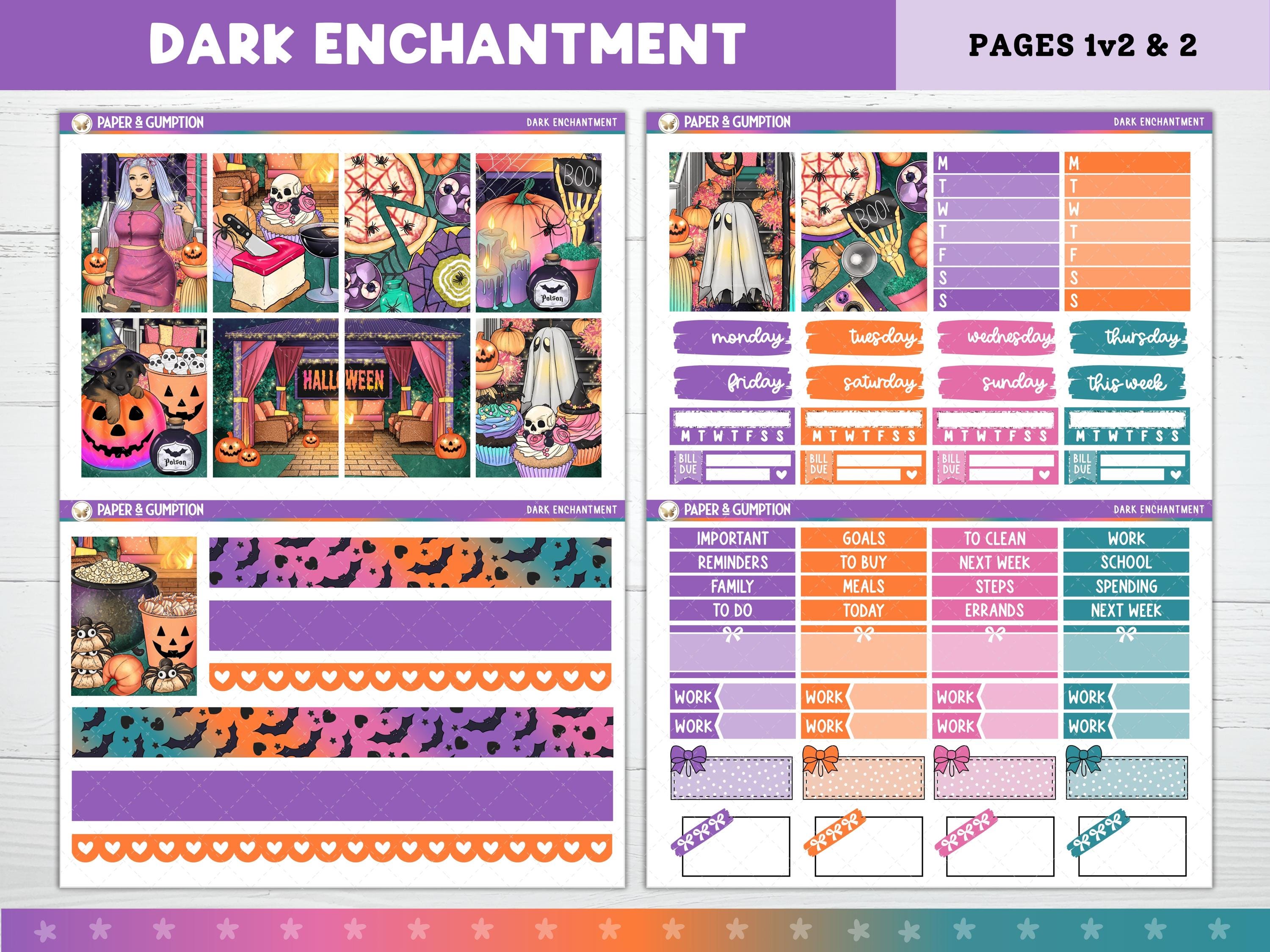 Printable Planner Stickers Dark Enchantment Weekly Sticker Kit Erin ...