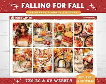 Printable Planner Sticker Falling For Fall Weekly Sticker Kit Erin Condren Planner Sticker Vertical Sticker Kit Fall Foliage Color Printable