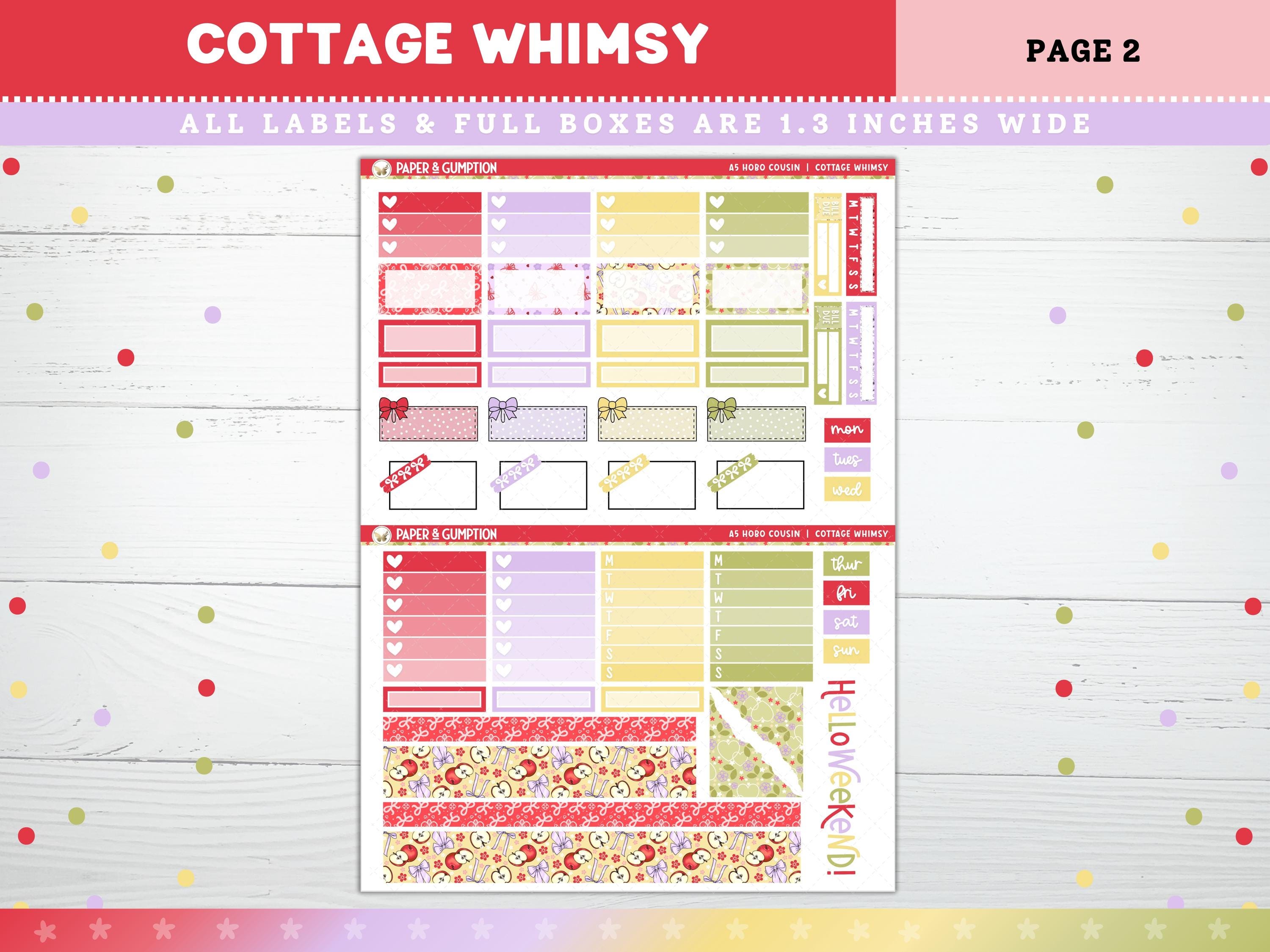 Spring Printable Planner Stickers, Cottage Whimsy, Hobonichi COUSIN ...