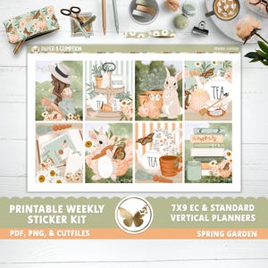 Frühling Druckbare Planer Aufkleber Wöchentlicher Aufkleber Kit Frühling Garten Erin Condren Aufkleber Vertikaler Aufkleber Kit Cutfile Cricut PNG Osterhase