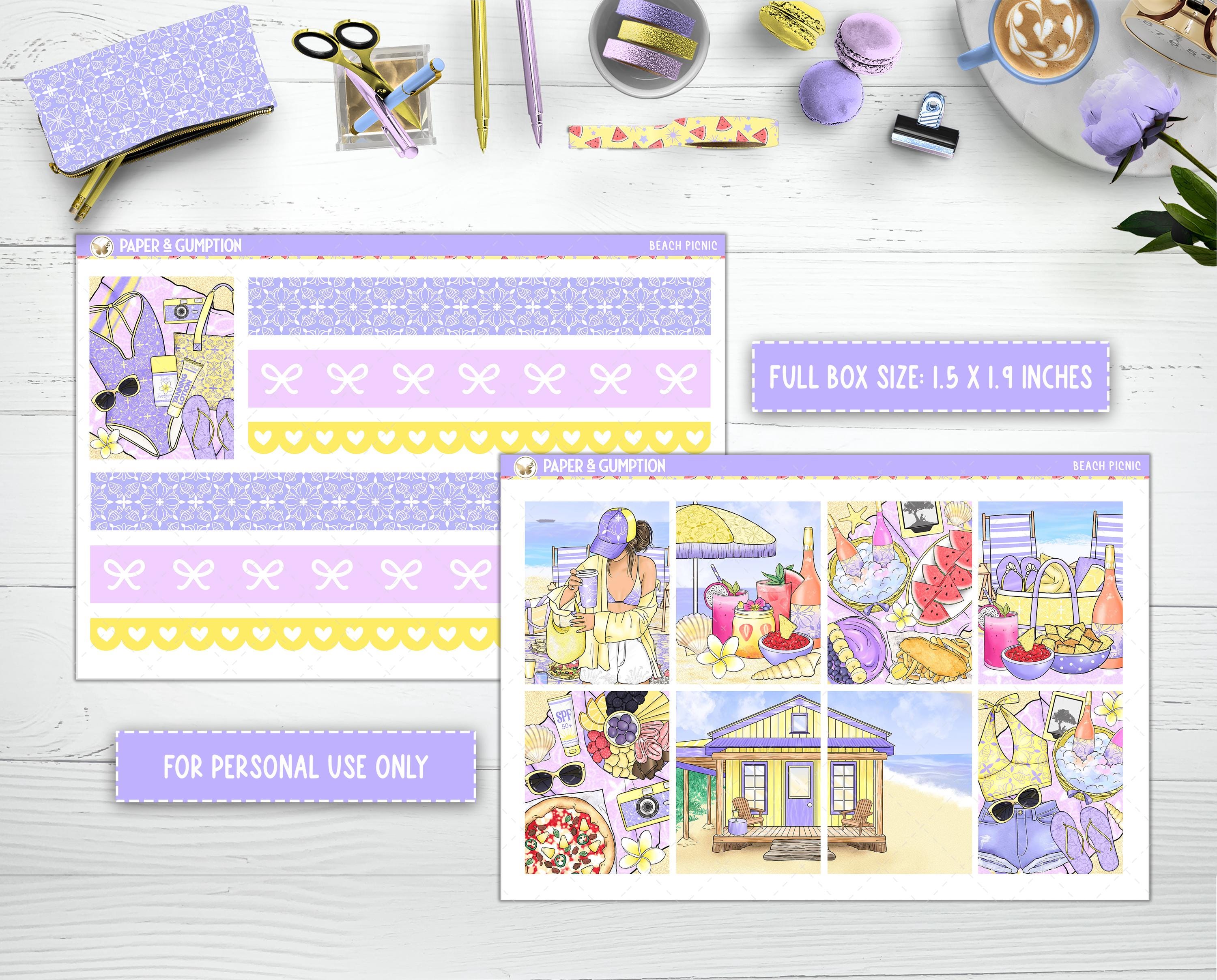 Printable Planner Stickers Weekly Sticker Kit Beach Picnic Erin Condren ...