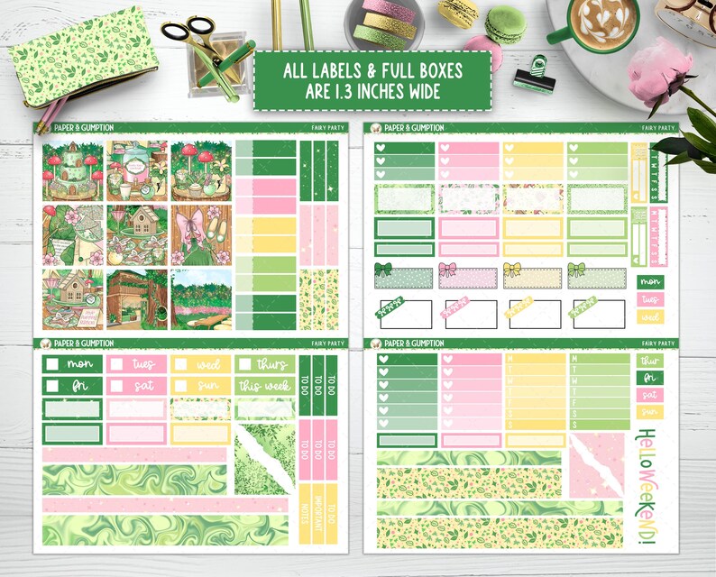 Printable Planner Stickers Fairy Party Hobonichi COUSIN Weekly Vertical ...