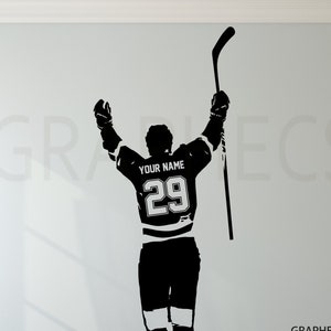 Personalized Hockey Wall Decal - Custom NAME & NUMBERS Custom Player Hockey Goal Vinyl Decal Sticker Kids Bedroom Decor