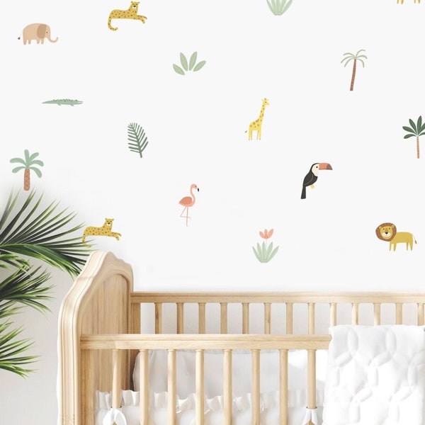 Boho Jungle Animal Decals Safari Animal Stickers Cute Forest Nursery Wall Decor REMOVEABLE Wall Decals