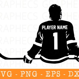 Joueur de hockey SVG, garçon Hockey SVG, personnalisé Hockey Svg, Eps, Png, Dxf pour Cricut, Silhouette, Clipart, couper fichier, fichier Illustrator
