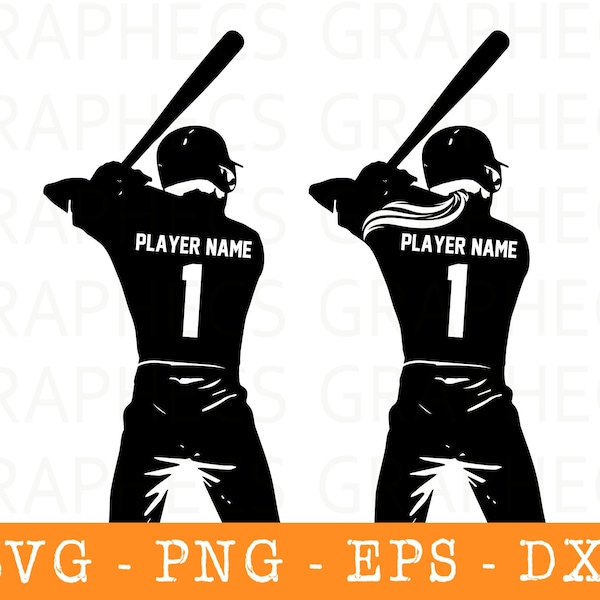 Boy Baseball SVG, Girl Baseball Player SVG, Softball Svg, Eps, Png, Dxf for Cricut, Silhouette, Clipart, Cut file, Illustrator file