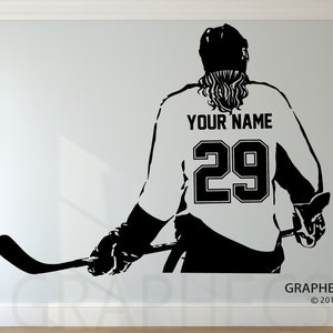 Hockey Girl Decal - Choose your NAME and NUMBERS Personalized Custom Hockey Player Wall Decal Vinyl Sticker Decor Kids Bedroom