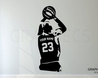 Personalized Basketball Wall Decal - Custom NAME & NUMBERS Custom Basketball Player Vinyl Decal Sticker Kids Bedroom Decor