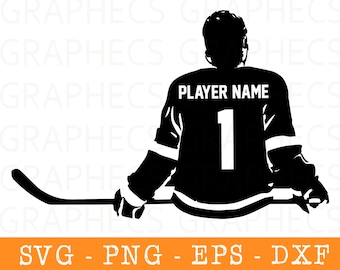 Hockey Player SVG, Boy Hockey SVG, Personalized Hockey Svg, Eps, Png, Dxf for Cricut, Silhouette, Clipart, Cut file, Illustrator file