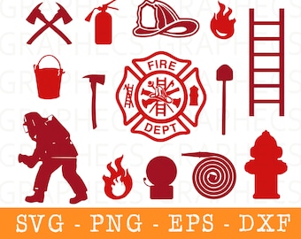 Pompier SVG, EPS, PNG, Dxf pour Cricut, studio de silhouette, fichier de coupe, clipart, pompiers, pompier, héros