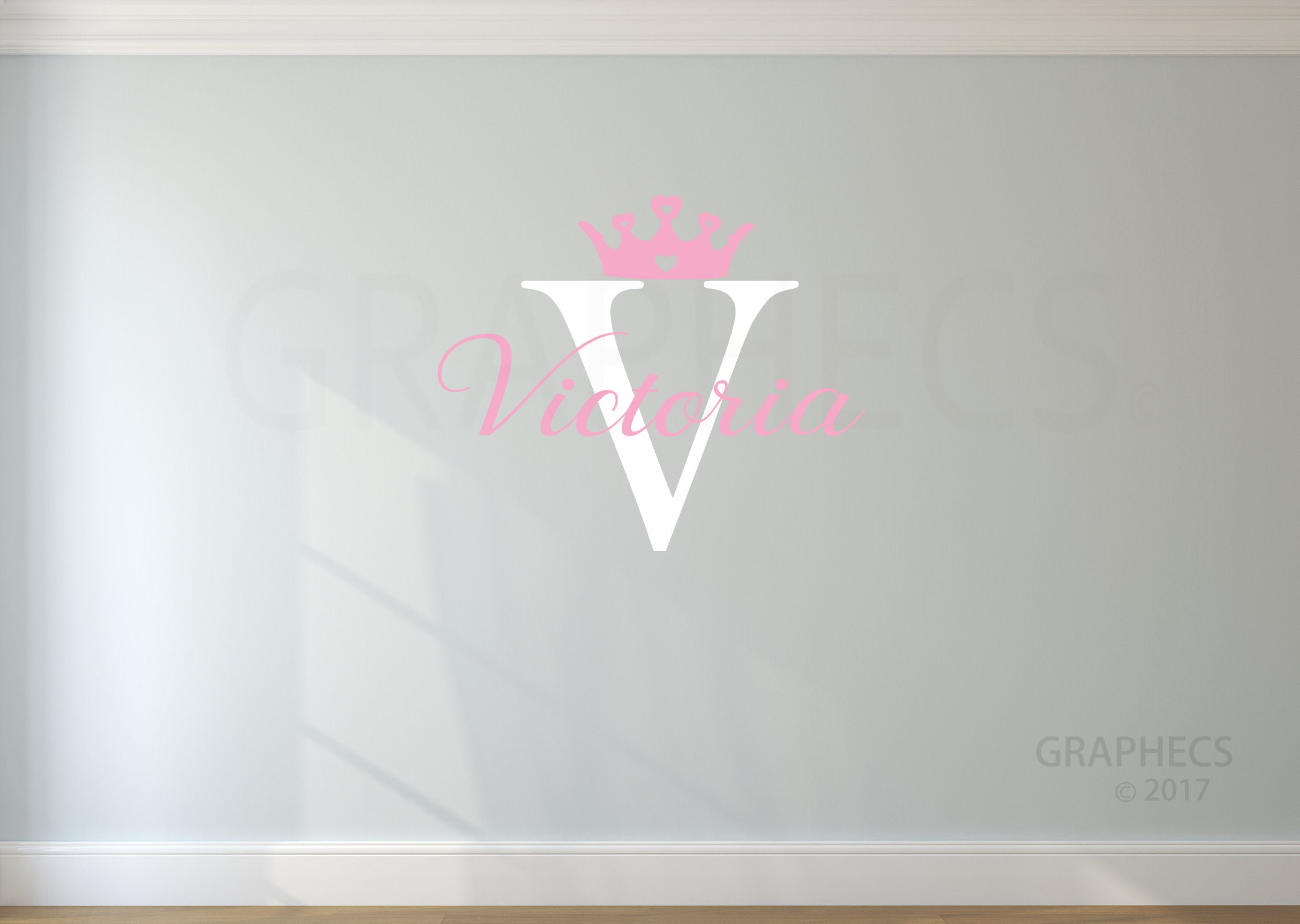 Princess Crown Personalized Name Wall Decal Custom Girls Etsy