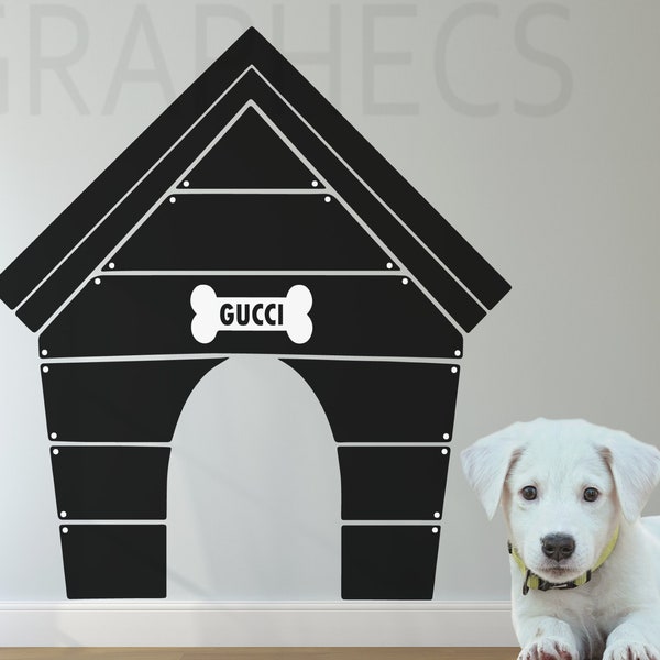 Dog House Wall Decal - Personalized Dog Name Custom Doghouse Vinyl Decal Pet Decor