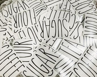 Rae Dunn Personalized Custom Vinyl Decal Stickers Kitchen Canister Labels Text