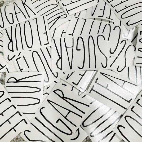 Rae Dunn gepersonaliseerde aangepaste vinyl sticker stickers keukenbus etiketten tekst