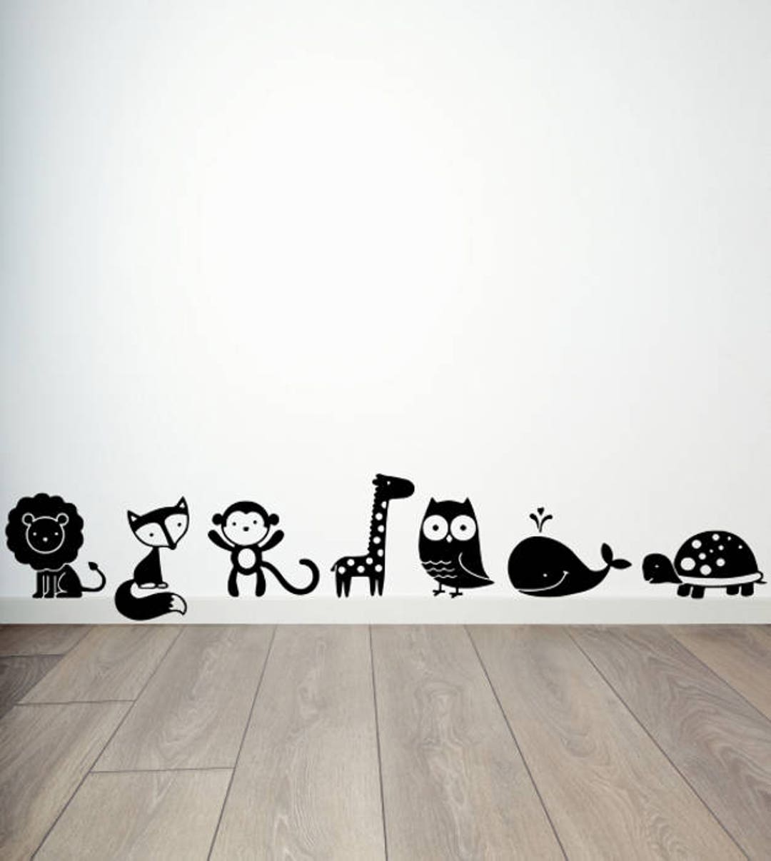 Cute Animal Decal Set of Seven Vinyl Decal Stickers Kids Room Etsy