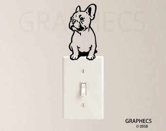 French Bull Dog Vinyl Decal Sticker Light Switch Puppy Kids Room Decor