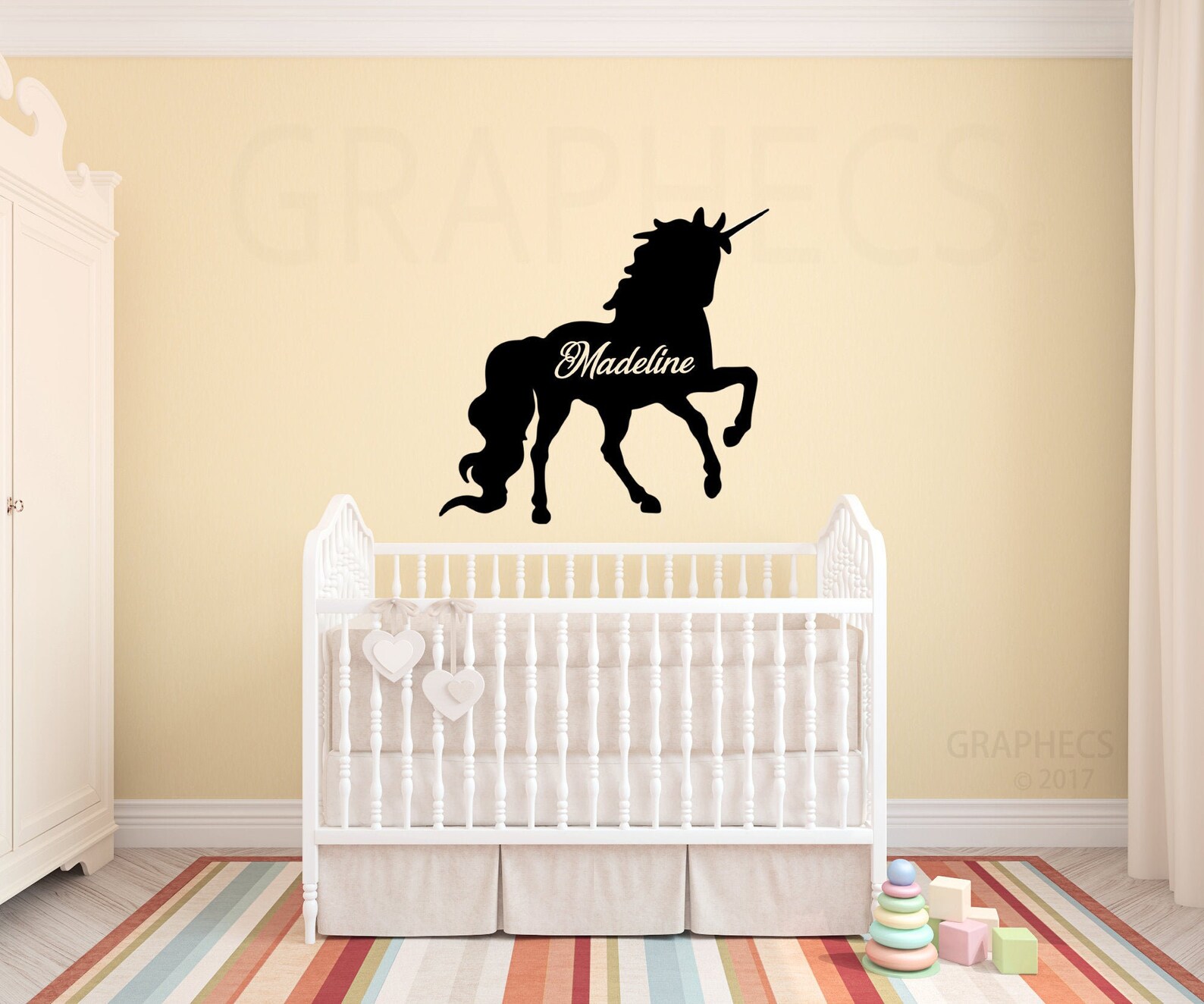 Personalized Unicorn Name Wall Decal Sticker Custom Kids Girls Etsy