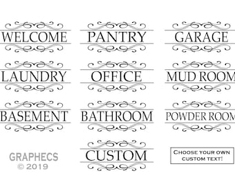 Custom Door Labels - Pantry Laundry Welcome Office Personalized Sticker Glass Door Deca Luxurious Decor