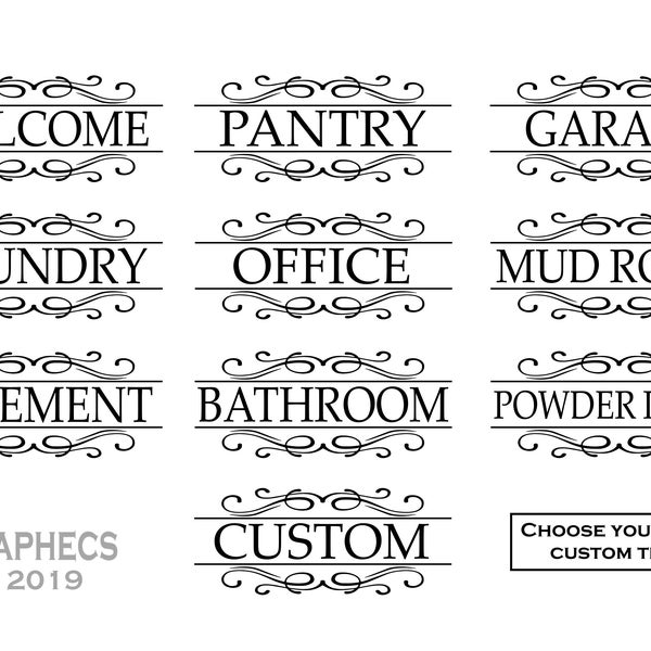 Custom Door Labels - Pantry Laundry Welcome Office Personalized Sticker Glass Door Deca Luxurious Decor