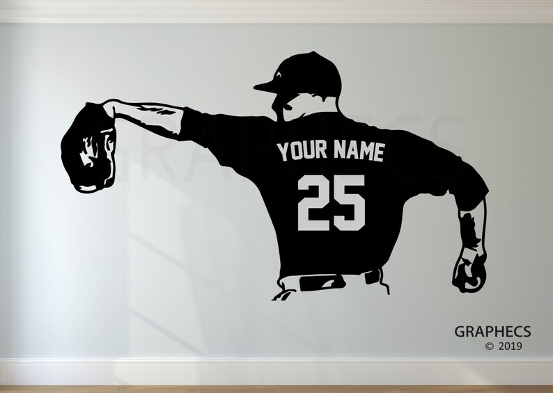 Baseball Pitcher Decal Choose your NAME and NUMBERS Etsy