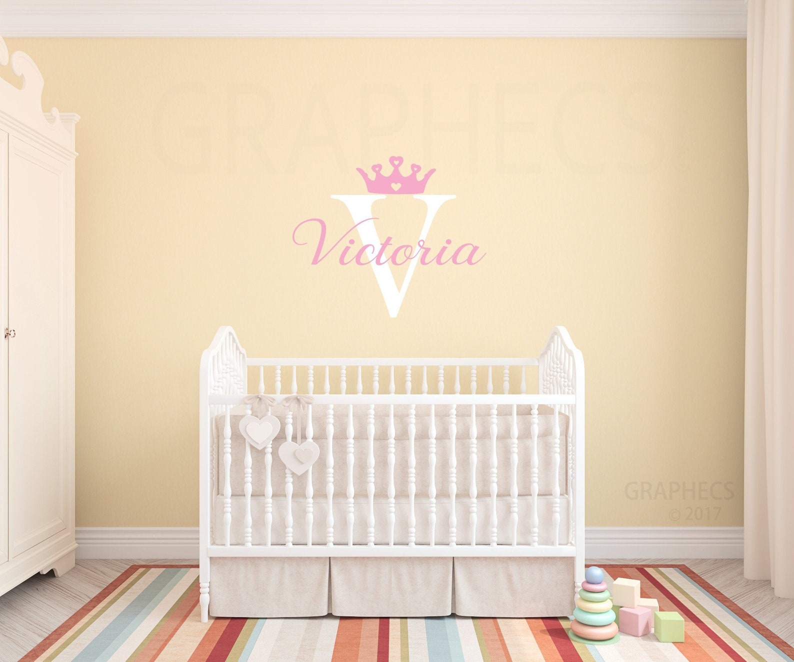 Princess Crown Personalized Name Wall Decal Custom Girls Etsy