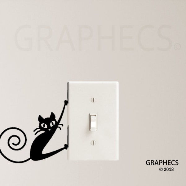 Climbing Cat Vinyl Decal Sticker Light Switch Kids Nursery