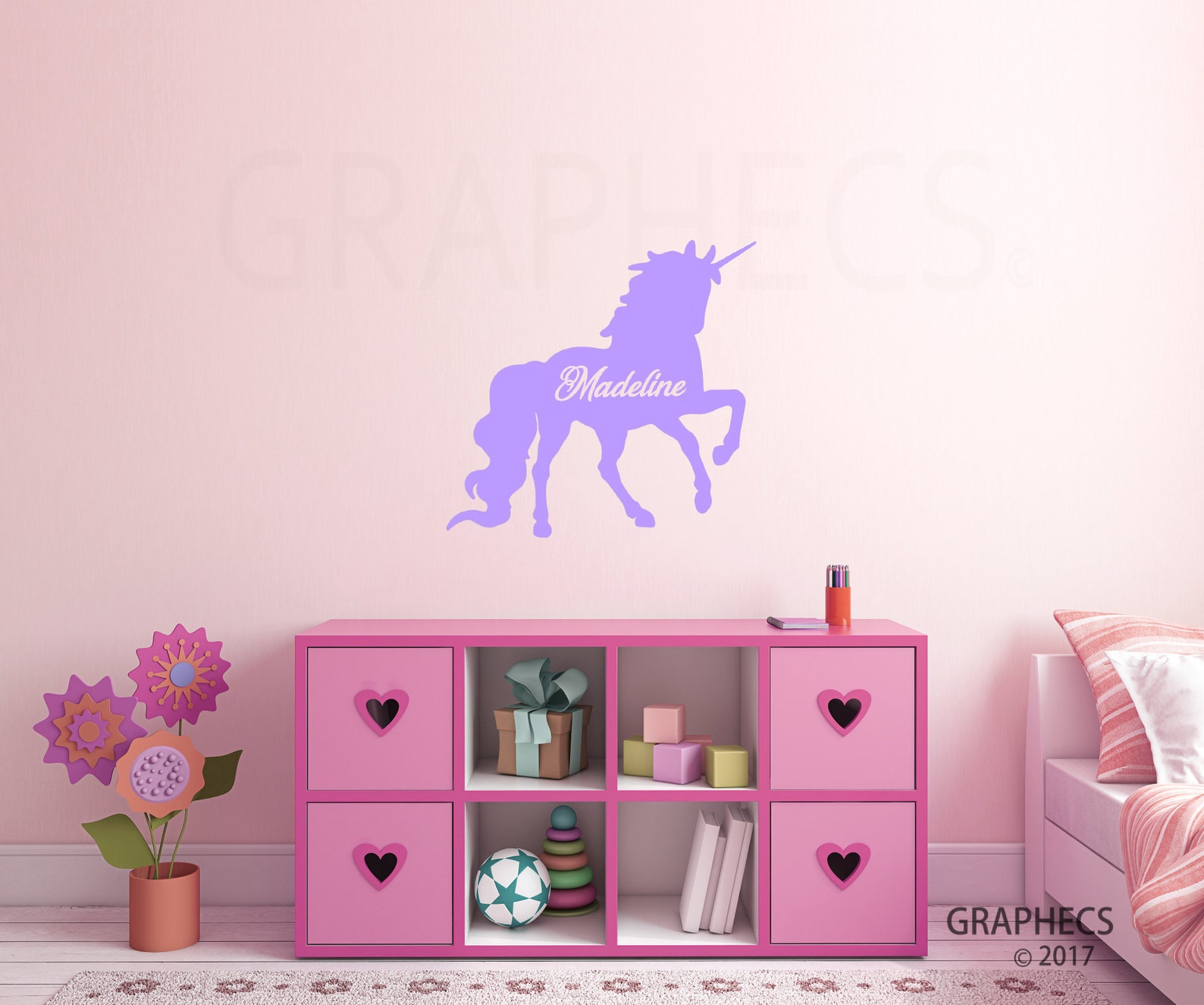 Personalized Unicorn Name Wall Decal Sticker Custom Kids Girls Etsy