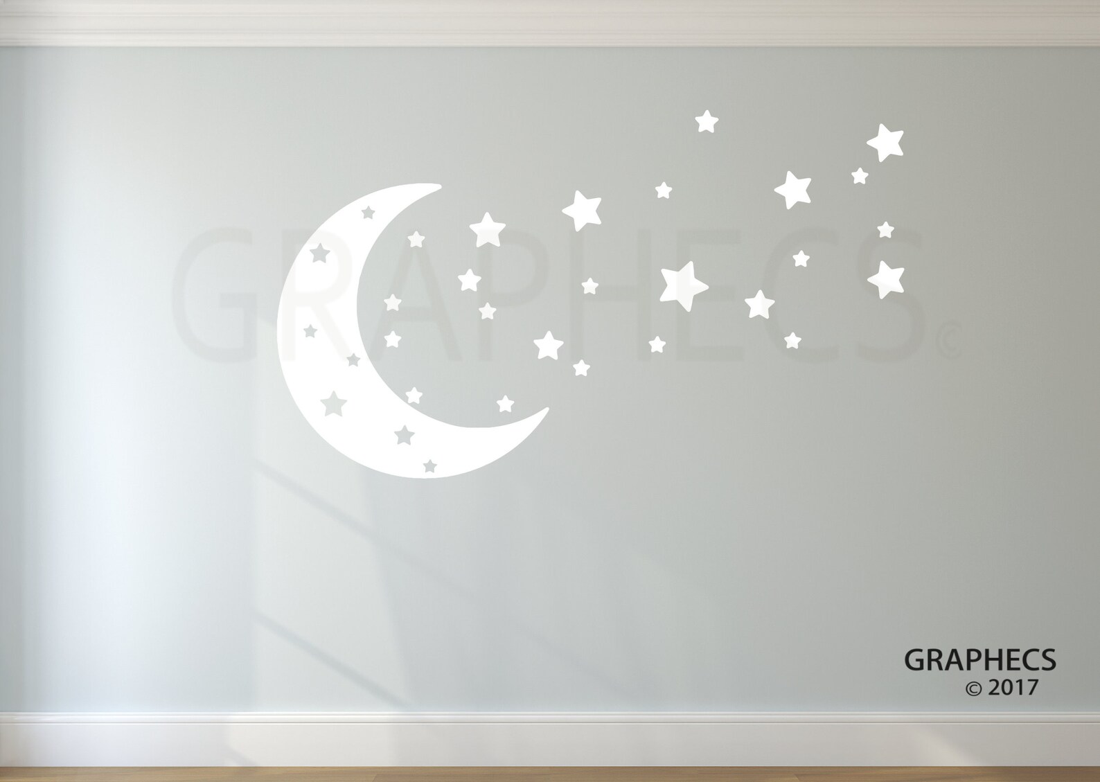 Moon and Stars Decal Sticker Celestial Wall Decal Baby Room Etsy