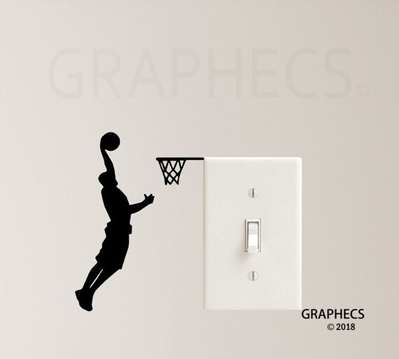 Basketball Player Lightswitch Wall Sticker Vinyl DIY home decor Decals Sport 