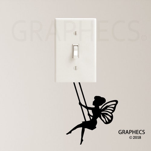 Fairy Swing Vinyl Decal Sticker Light Switch Kids Home Decor