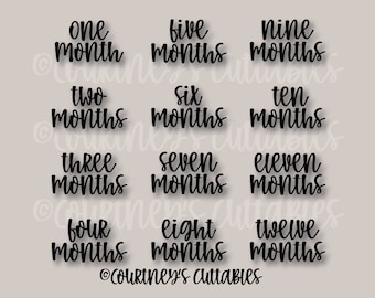 Month Milestones SVG File | Baby Milestones SVG | New Baby Svg  | Mother Cut Files | Cricut and Silhouette SVG
