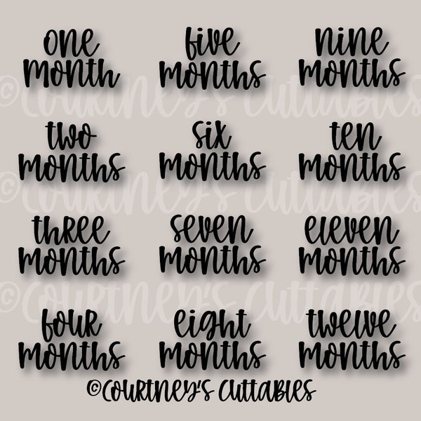 Month Milestones SVG File | Baby Milestones SVG | New Baby Svg  | Mother Cut Files | Cricut and Silhouette SVG