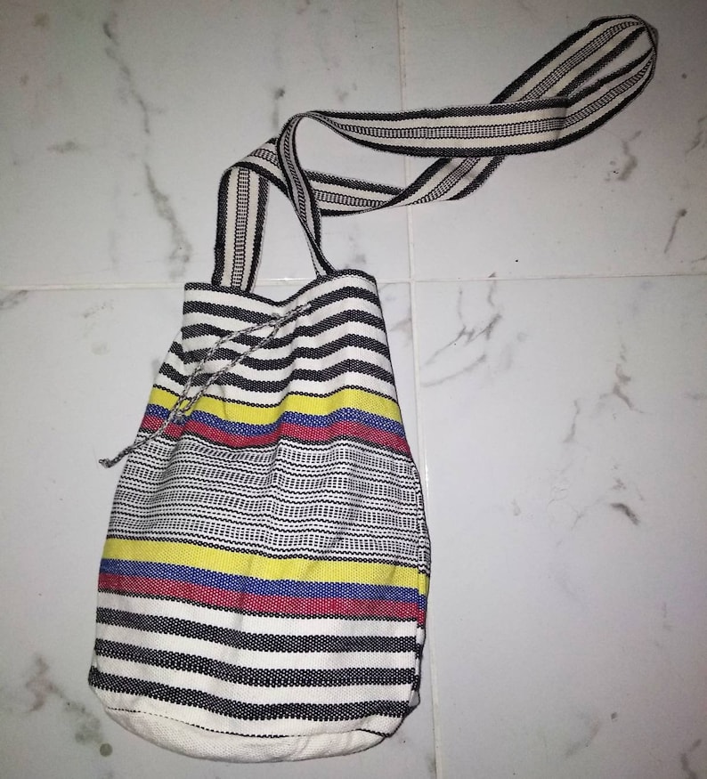 hand knitted Bob Marley stripe bag ethnic bag rasta prints hemp woven bag Hemp Shoulder Bags