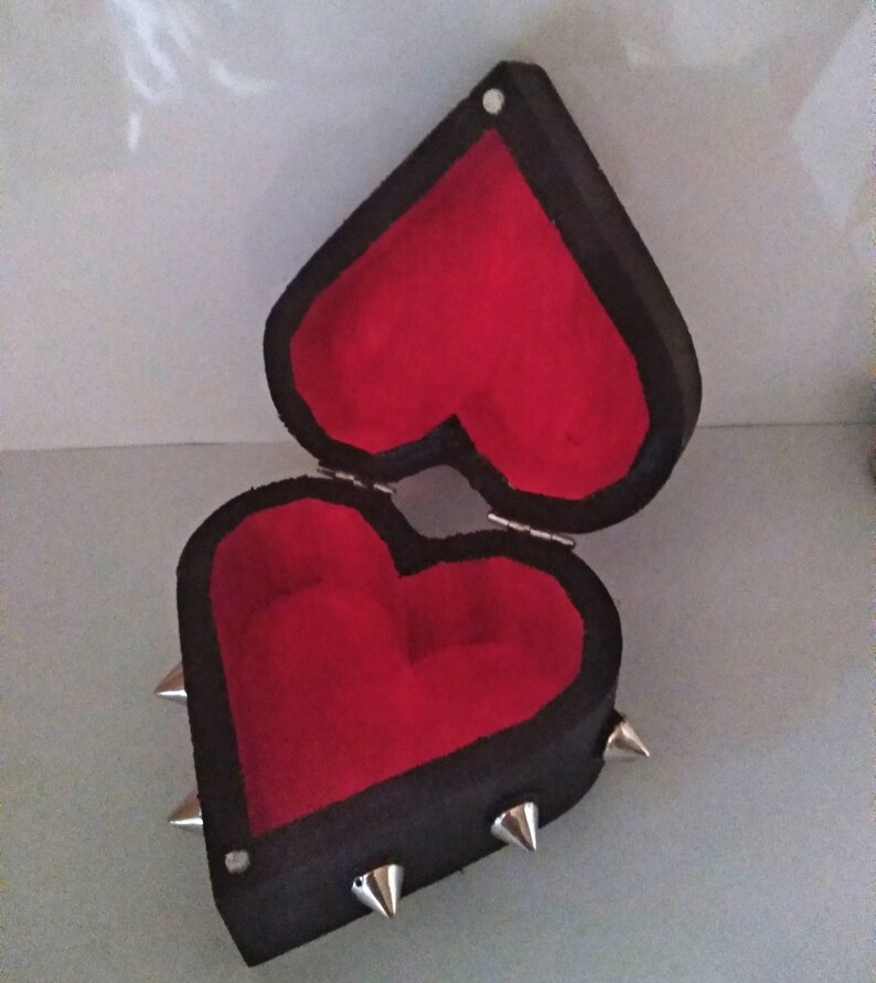 Painted wood Box Jewelry Box HandMade wedding gift shape heart gothic gothic box Valentine/'s Day jeweler punk Wooden box