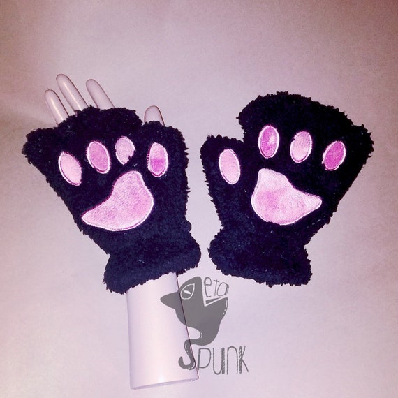 Black Cat Gloves For Carnival Cosplay Mittens Kitty Cat Etsy