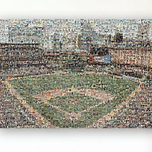 Impression d'art mural en mosaïque Orioles de Baltimore Impression avec plus de 210 images de cartes de joueur (de 1954 à aujourd'hui). Cadeau pour la fête des pères et décoration de bureau/homme des cavernes !