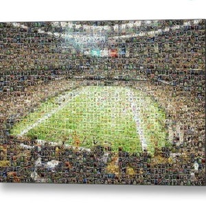 Impression d'art mural mosaïque Saints de la Nouvelle-Orléans du Superdome Mercedes-Benz à partir d'images de cartes de joueur ! Cadeau pour la fête des pères et décoration de cave/bureau !