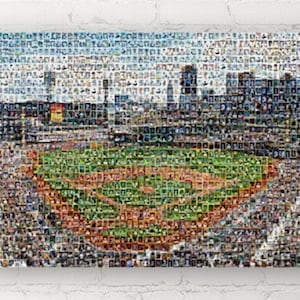 Impression d'art mural en mosaïque des pirates de Pittsburgh du parc PNC à partir d'images de cartes de joueur ! Cadeau pour la fête des pères et décoration de bureau/homme des cavernes !