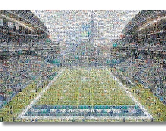 Lámina artística de mosaico del estadio de Seattle: Arte del campo CenturyLink basado en imágenes de tarjetas de jugadores. ¡Regalo para el Día del Padre!