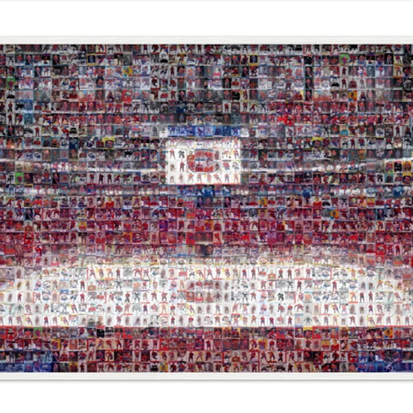 Montreal Canadiens Mosaic Wall Art Print of Centre Bell Arena made from 350+ Canadien Player Card Images! Great Christmas Gift!