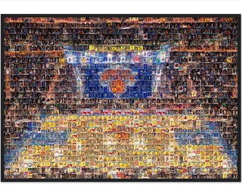 New York Knicks Basketball Mosaic Wall Art Print of Madison Square Garden with 220+ Player Cards! Great Gift for Fans!