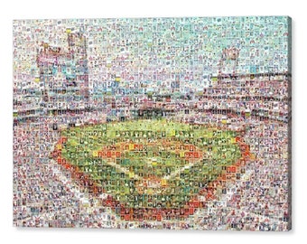 Philadelphia Phillies Mosaic Wall Art Print of Citizens Bank Park of 250+ Player Card Images! Great Christmas Gift and Mancave/Office Decor!