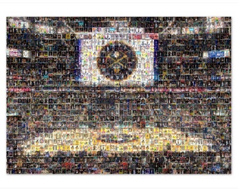 Denver Nuggets Basketball Mosaic Wall Art Print of Ball Arena from 250+ Nuggets Player Cards. Great Christmas Gift and Mancave/Office Decor!