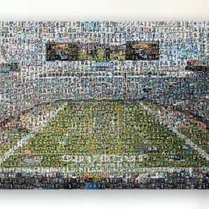 Impression d'art mural mosaïque Jaguars de Jacksonville de TIAA Bank Field à partir de plus de 350 images de cartes de joueur ! Un super cadeau pour la fête des pères !