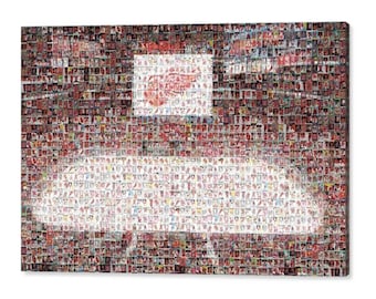 Detroit Red Wings Mosaic Wall Art Print of Little Caesers Arena made from Player Card Images! Great Christmas Gift and Mancave/Office Decor!