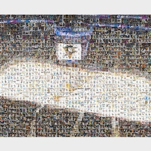 Impression d'art mural en mosaïque des Penguins de Pittsburgh de PPG Paints Arena à partir d'images de cartes de joueur ! Cadeau pour la fête des pères et décoration de cave/bureau !