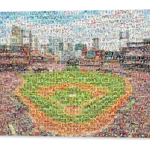 St. Louis Cardinals Mosaic Wall Art Print of Busch Stadium from 370+ Player Card Images! Great Gifts for a Cards Fan!